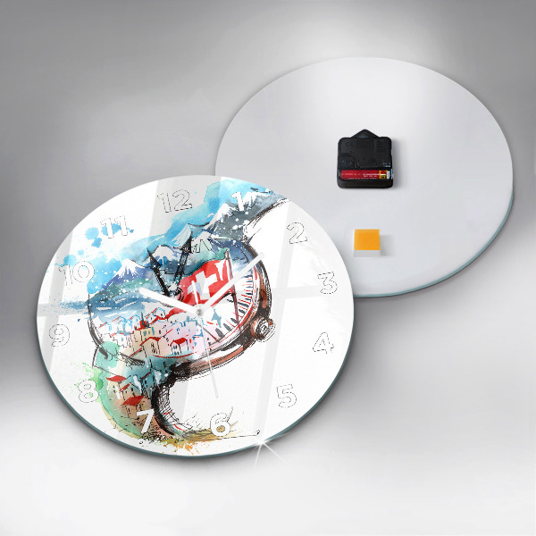 Round glass clock Swiss watch