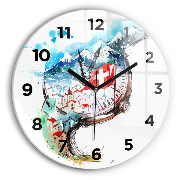 Round glass clock Swiss watch
