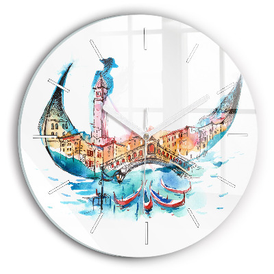 Round glass clock Italy - Venetian Gondola