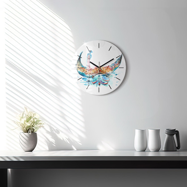 Round glass clock Italy - Venetian Gondola