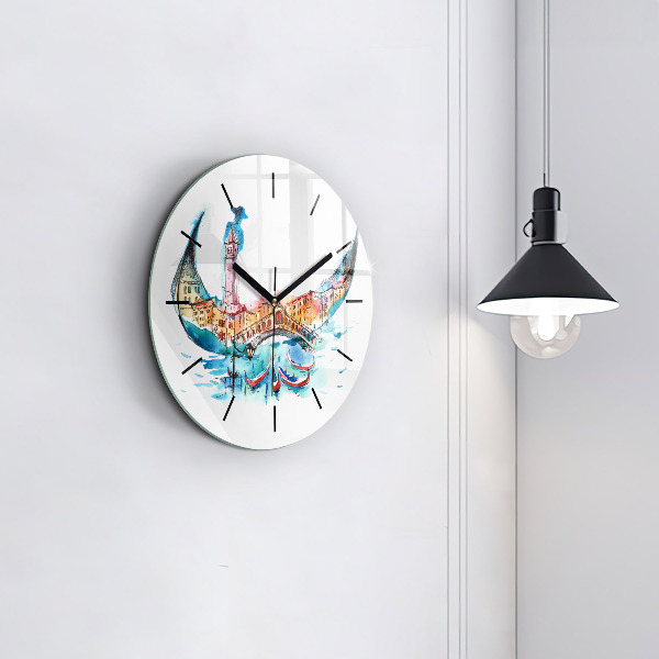 Round glass clock Italy - Venetian Gondola