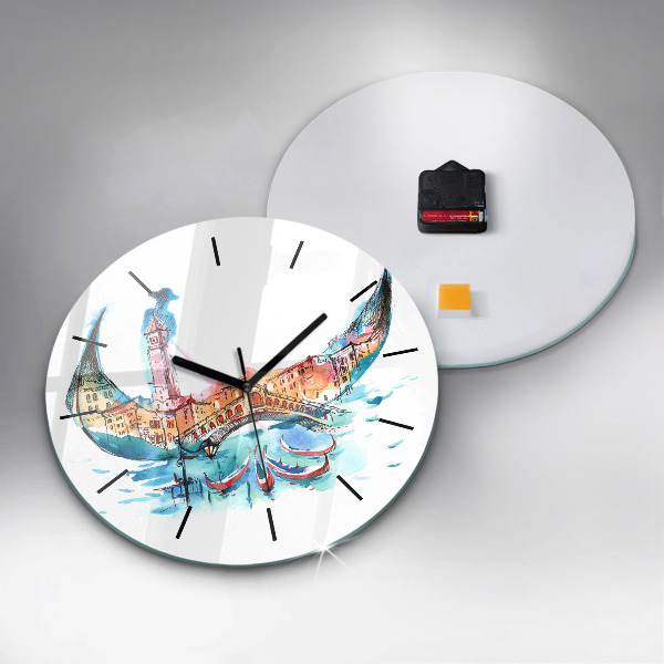 Round glass clock Italy - Venetian Gondola