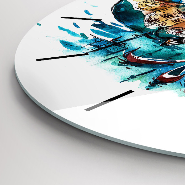 Round glass clock Italy - Venetian Gondola