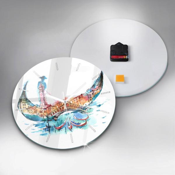 Round glass clock Italy - Venetian Gondola