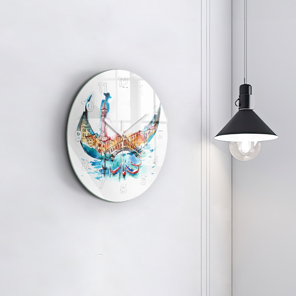 Round glass clock Italy - Venetian Gondola