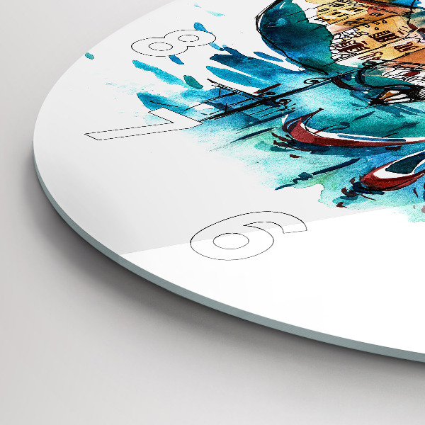 Round glass clock Italy - Venetian Gondola