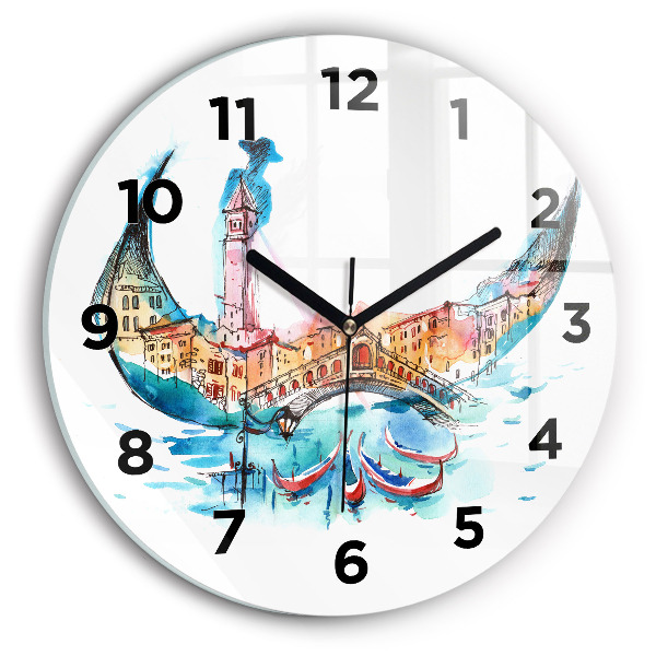 Round glass clock Italy - Venetian Gondola