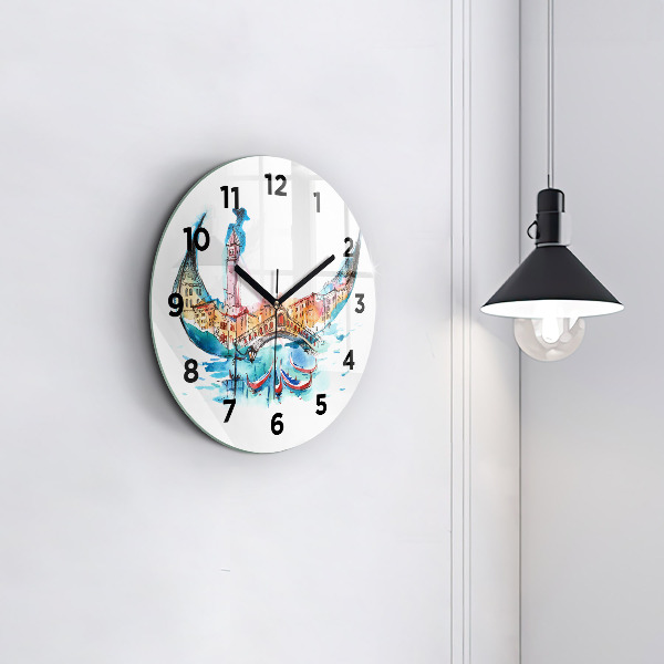 Round glass clock Italy - Venetian Gondola