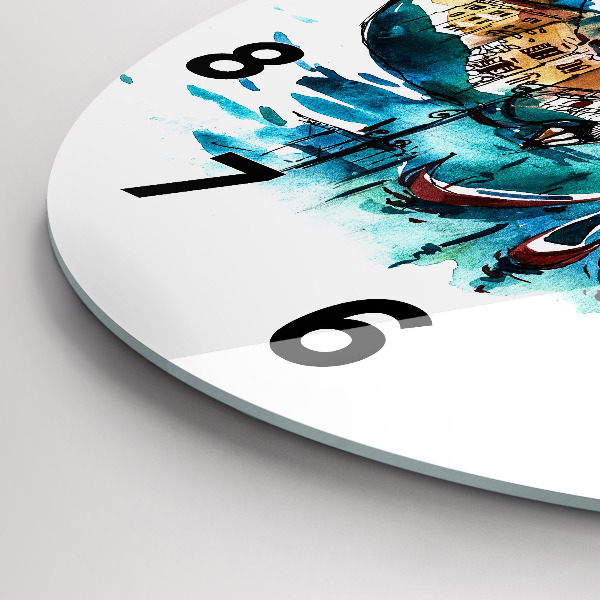 Round glass clock Italy - Venetian Gondola