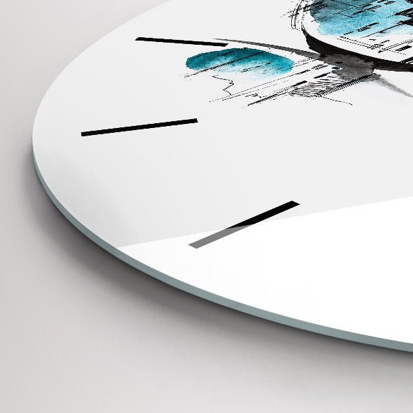 Round glass clock City in glasses