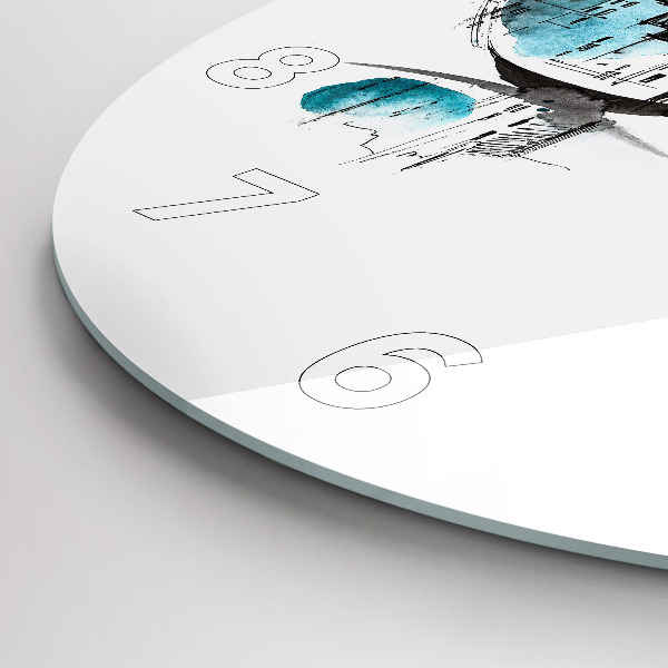 Round glass clock City in glasses