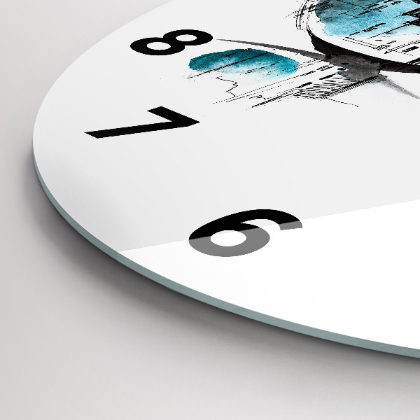 Round glass clock City in glasses