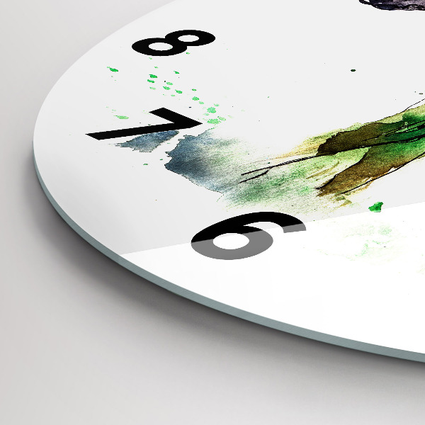 Round glass clock Moose and Mountain Landscape