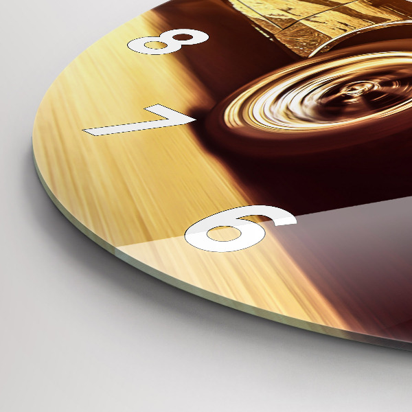 Round glass clock Classic old car