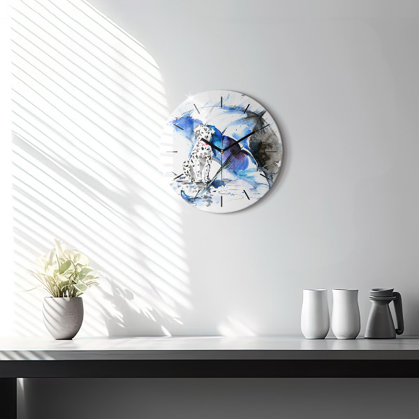 Round glass clock Dalmatian and Umbrella
