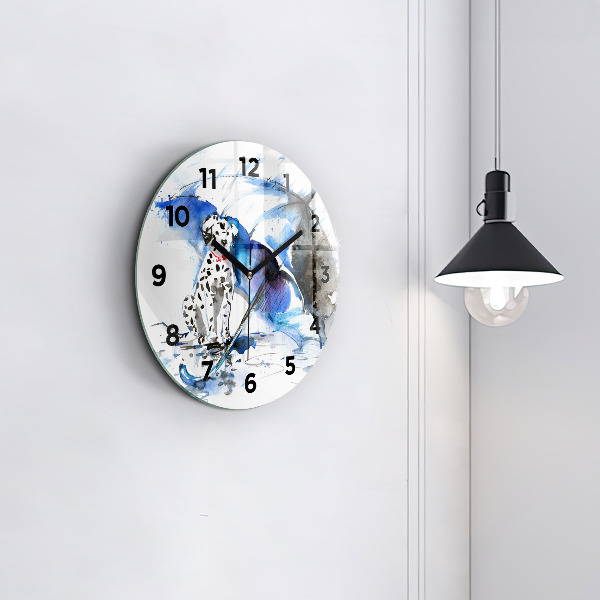 Round glass clock Dalmatian and Umbrella