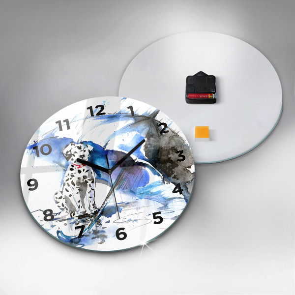 Round glass clock Dalmatian and Umbrella