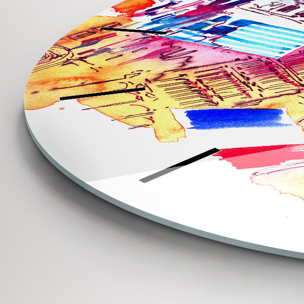 Round glass clock Attractive countries in the world