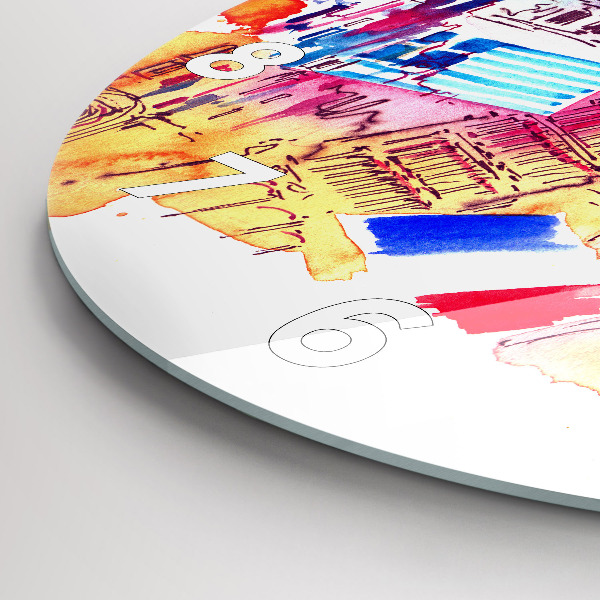 Round glass clock Attractive countries in the world