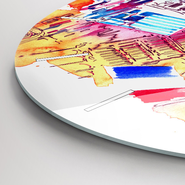 Round glass clock Attractive countries in the world