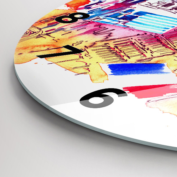 Round glass clock Attractive countries in the world