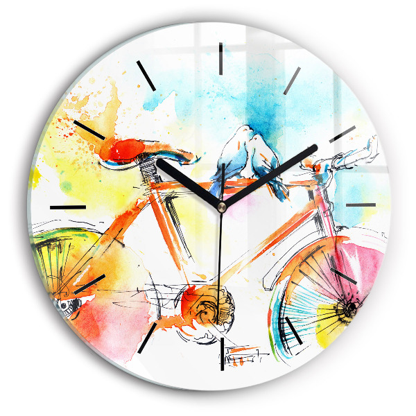 Round glass clock Painted bike