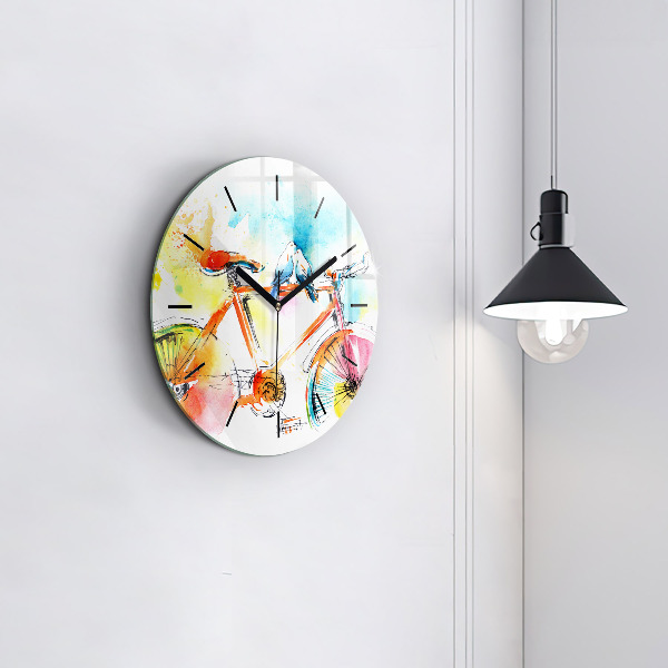 Round glass clock Painted bike