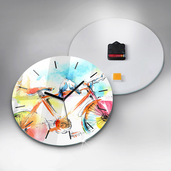Round glass clock Painted bike