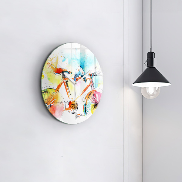 Round glass clock Painted bike