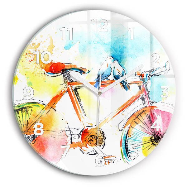 Round glass clock Painted bike