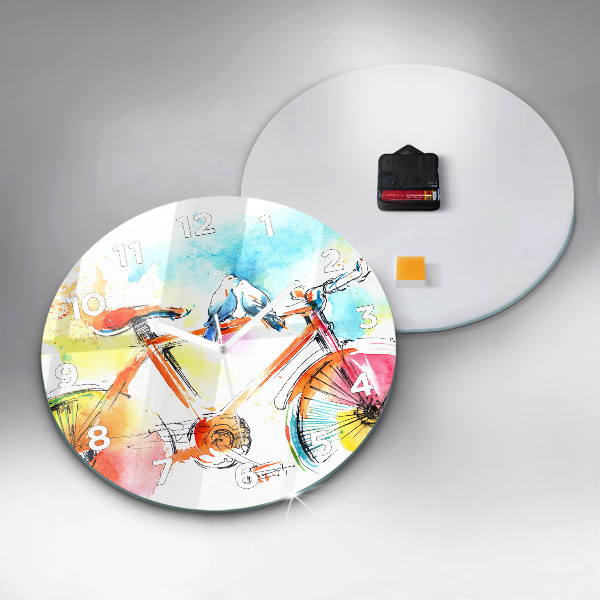Round glass clock Painted bike