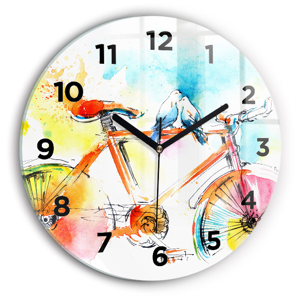 Round glass clock Painted bike