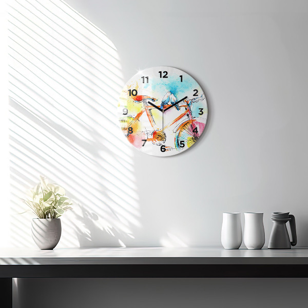 Round glass clock Painted bike