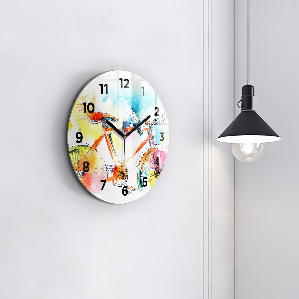 Round glass clock Painted bike