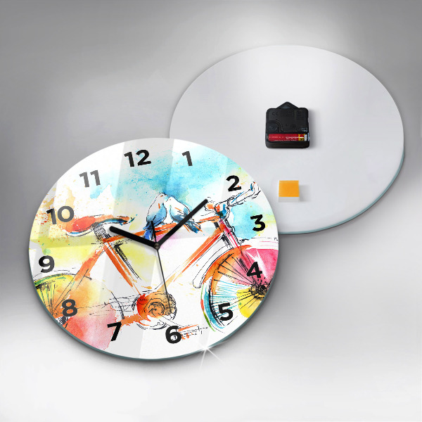 Round glass clock Painted bike