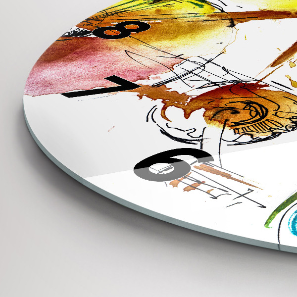 Round glass clock Painted bike