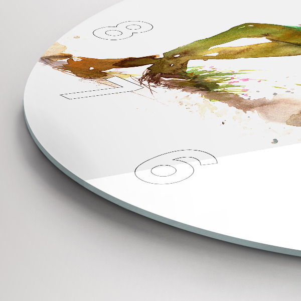 Round glass clock Painted Mountains and Horse
