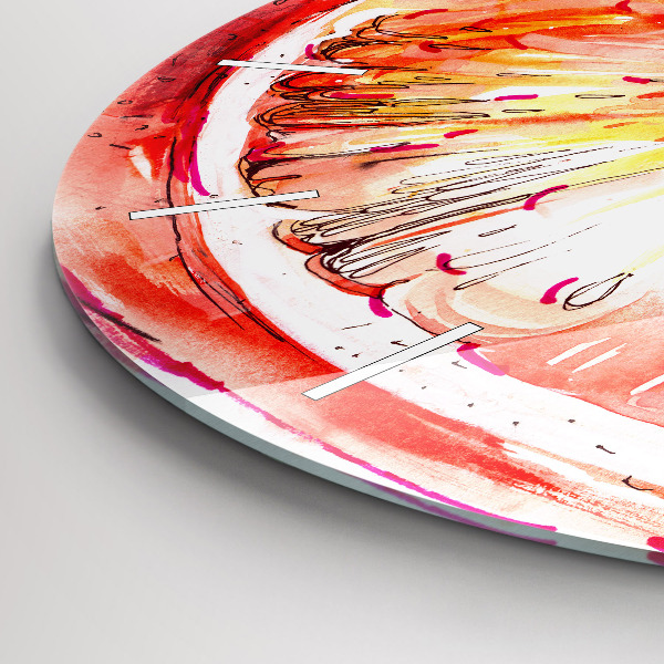 Round glass clock Painted orange