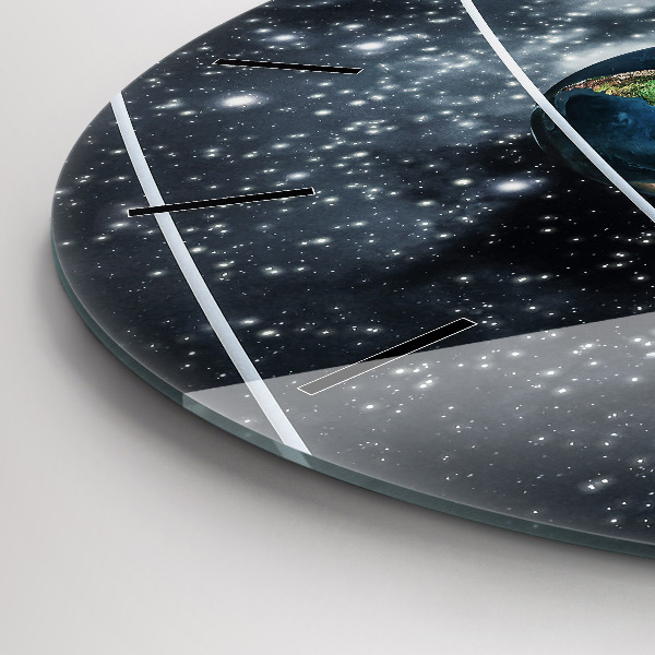 Round glass clock The solar system