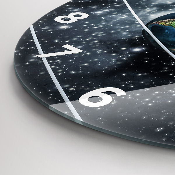 Round glass clock The solar system