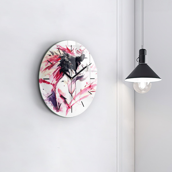 Round glass clock Lovers abstraction