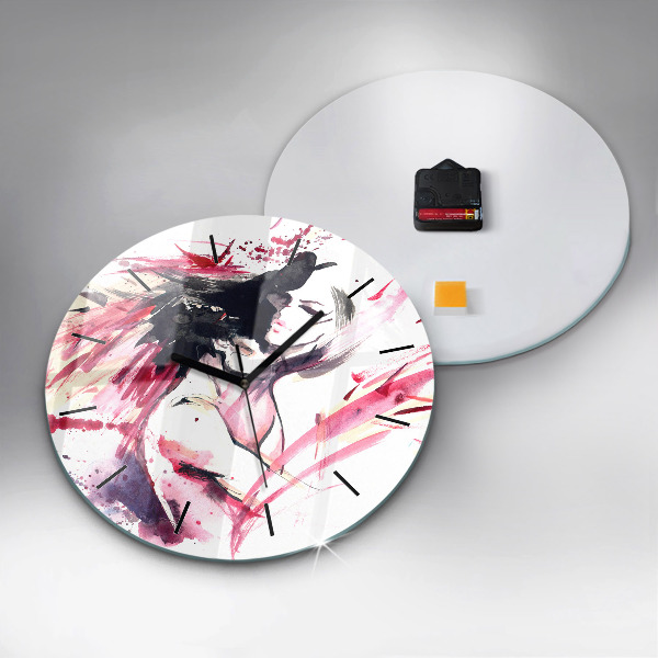 Round glass clock Lovers abstraction