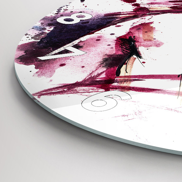Round glass clock Lovers abstraction
