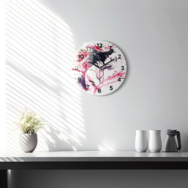 Round glass clock Lovers abstraction