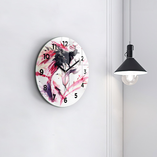 Round glass clock Lovers abstraction