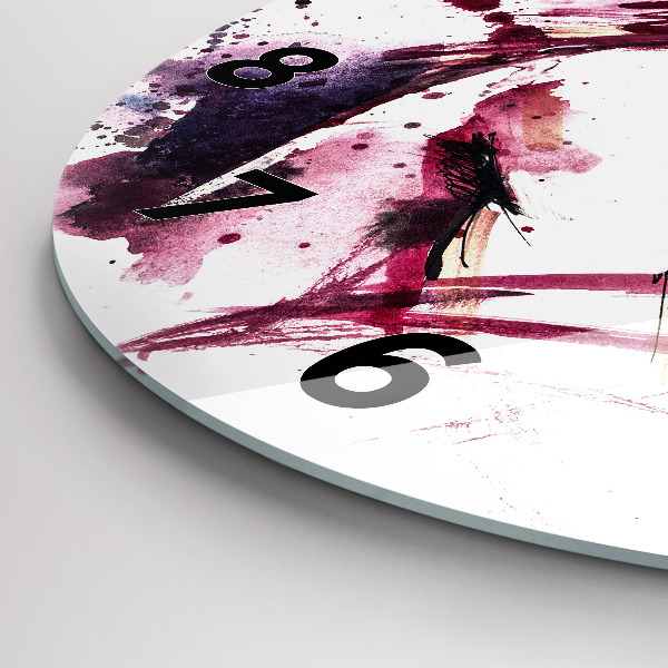 Round glass clock Lovers abstraction