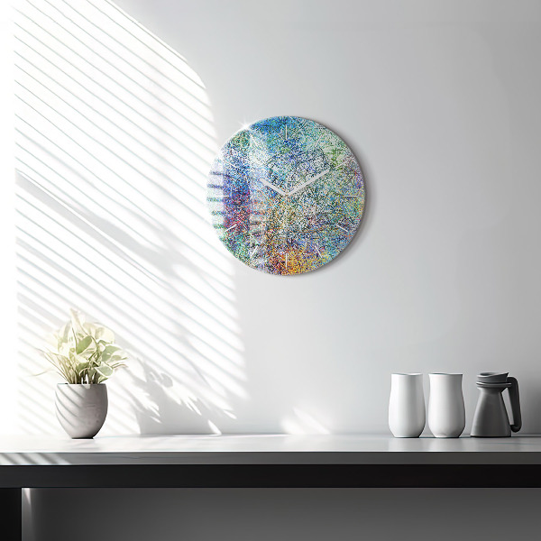 Round glass clock Abstraction - Emotions