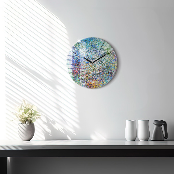 Round glass clock Abstraction - Emotions