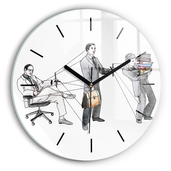 Round glass clock Puppet People