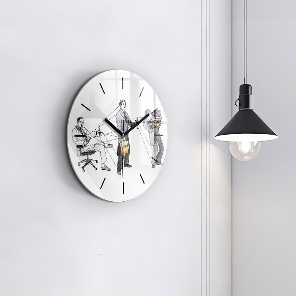 Round glass clock Puppet People